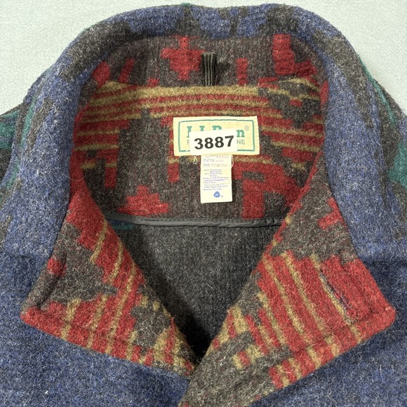 JACKET BARN WOOL AZTEC MEN LRG  L.L. Bean  Coat 90s Southwest Tribal Chore Ranch - Picture 13 of 13